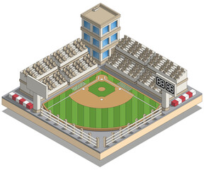 Baseball field. Isometric. Isolated on white background.Vector illustration.