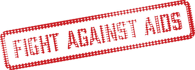 Red polka dot border highlights the message to fight against AIDS worldwide