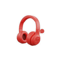 Red headphones with music note icon for listening enjoyment