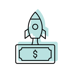 Startup Investment color shadow thinline icon , vector, pixel perfect, illustrator file 

