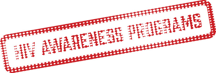 A red dotted rectangle with HIV awareness programs written inside on a white backdrop