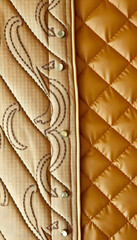  Textured silk with paisley quilting and miniature hand-cut mirror detailing.