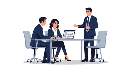 Business presentation with charts in the office meeting with colleagues