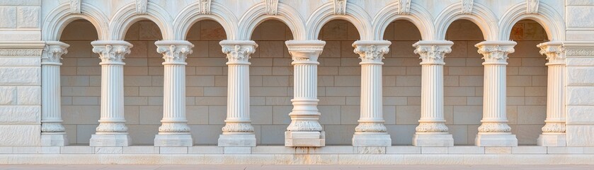 Obraz premium Architectural facade with numerous arches and columns.