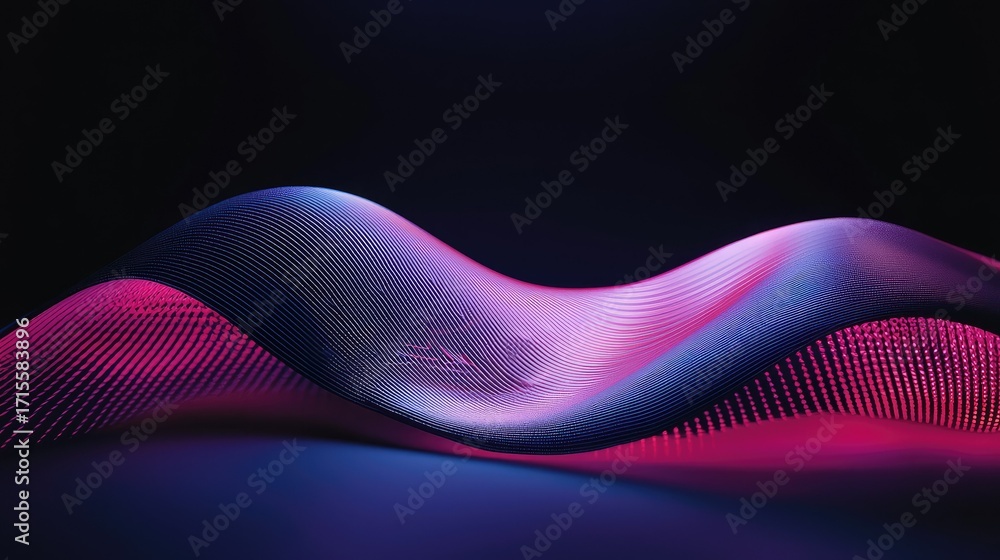 Poster abstract vibrant wave design with glowing lines and dots.