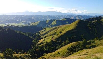 Naklejka premium Serene Rolling Hills and Lush Green Valleys