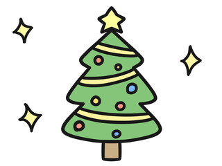 キラキラ付きクリスマスツリーのイラスト