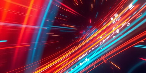 Abstract streaks of light depicting rapid digital movement in cyberspace, data, virtual
