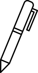 Pen Icon for Writing Study and Business. Line art pen icon representing writing study professional work creativity and education tools for students schools teachers training and office use.