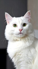 Fototapeta premium White cat portrait close-up