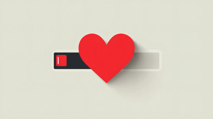 Minimalist poster of a heart icon with a flashing red low-battery indicator. Clean vector style, large negative space, medical warning aesthetic, no people