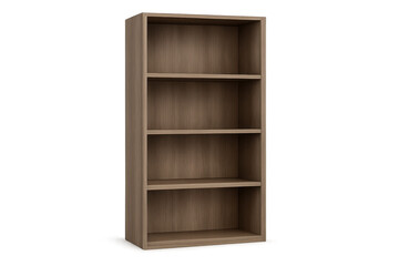 Empty wooden bookshelf with transparent background