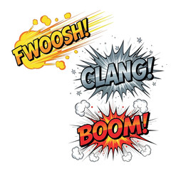 Dynamic Comic Book Sound Effects for Action Scenes Explosions and Impacts