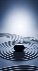 Zen Garden Serenity Black Stone in Rippled Sand