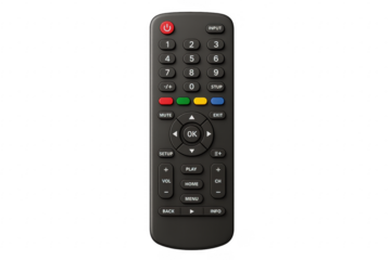 Black remote control providing entertainment and home automation