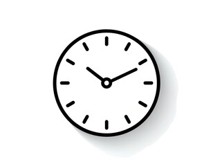 Simple white clock icon with a subtle shadow