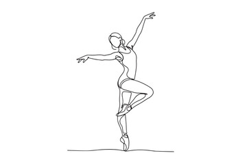 Continuous Line Drawing of a ballet dancer in a graceful pose