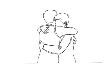 Continuous Line Drawing of a two people hugging