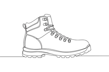 Continuous Line Drawing of a line drawing of a hiking boot
