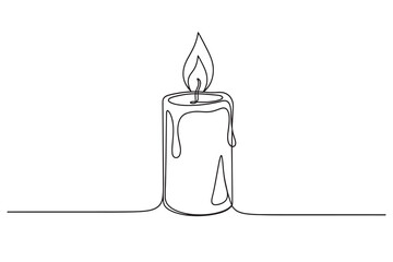  single line drawing of a burning candle