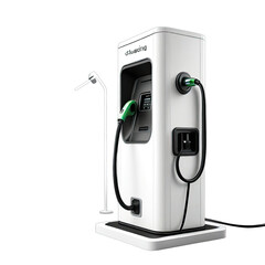 Modern, white electric vehicle charging station