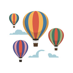 Obraz premium Colorful Hot Air Balloons Floating in the Sky with Clouds on Transparent BG
