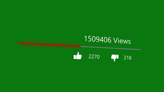 An animation of social media views and likes counters rapidly increasing, symbolizing user progress, digital growth, and viral popularity. Perfect for marketing videos, social media content. - Powered by Adobe