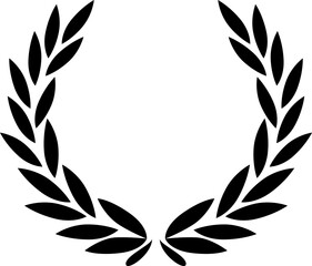 Laurel wreath icon . Black circular laurel olive branches greek wreath. Vintage laurel wreaths. Winner award of olive leaves, stars of victory, achievement heraldry symbol. Vector illustration.