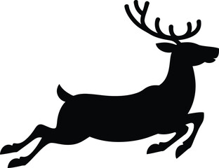  Santa Claus riding sleigh silhouette, black vector