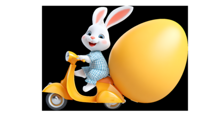 easter bunny with egg on the bike 