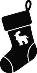 Christmas stocking silhouette, black vector