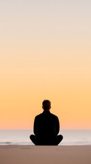 Meditating on the Beach: Serene Silhouette
