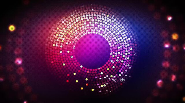 Abstract circular design with textured gradient shimmers in pink purple and blue hues background