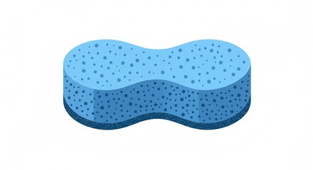 Blue sponge for cleaning with porous texture and smooth edges  