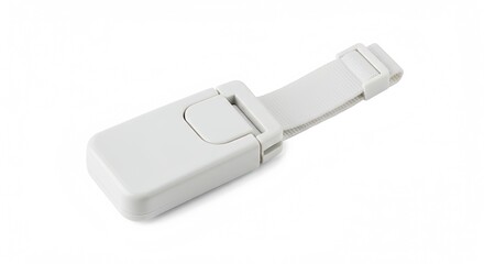 Fototapeta premium White plastic strap with adjustable buckle for fastening 