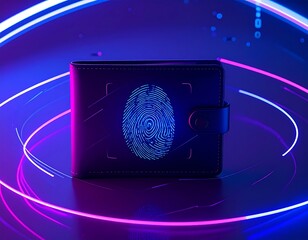 Dark wallet with glowing fingerprint