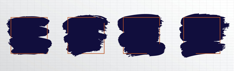 Abstract Navy Brush Frames with orange Square Frames
