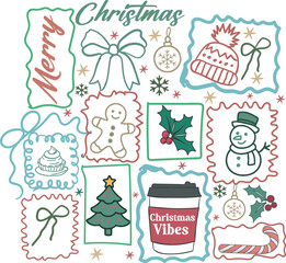 Merry Christmas Doodle T Shirt Design