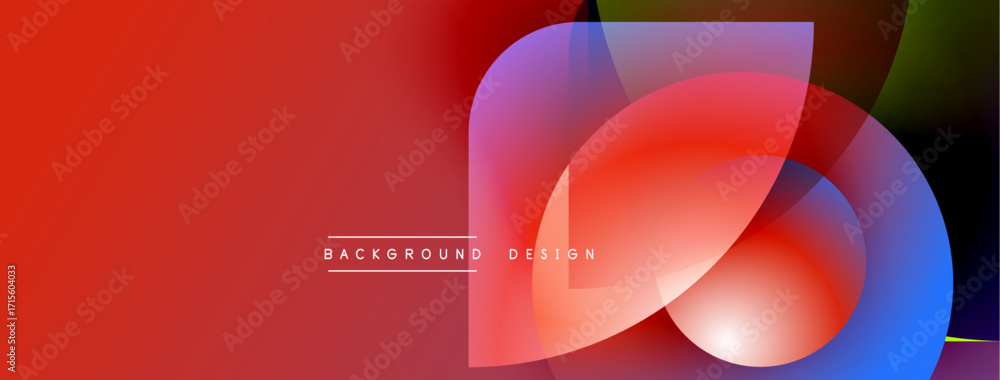 Poster abstract red background. overlapping colorful shapes create dynamic visual effect. modern design ele