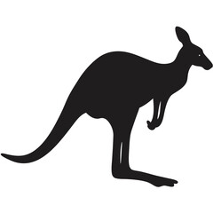 A striking silhouette of a kangaroo in a hopping stance