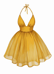 Gilded Embrace Gold halter neck dress isolated watercolor vector illustration svg