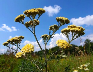 Wildflowers in a meadow under a clear sky
