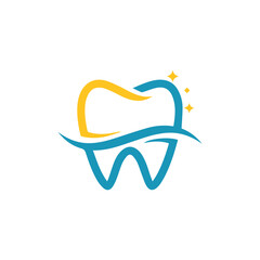 BLUE AND YELLOW MINIMALIST DENTISTRY LOGO DESIGN