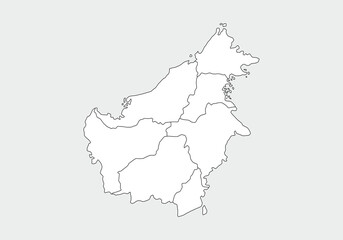 simple administrative,political and road map vector map of indonesian island kalimantan