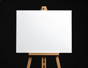 wooden easel with blank canvas