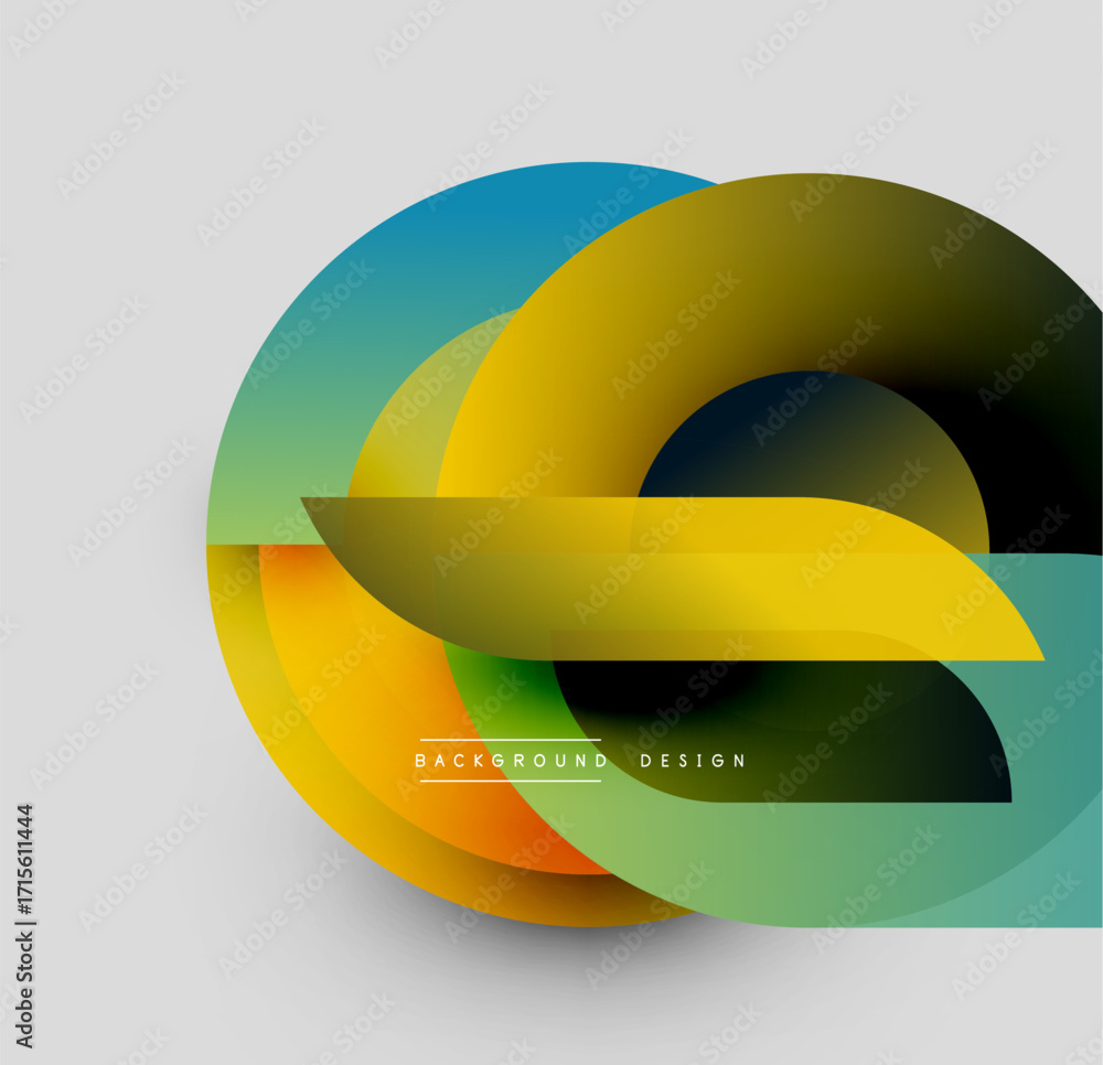 Aufkleber abstract colorful shapes overlap, creating dynamic visual effect. gradient hues blend seamlessly, mo