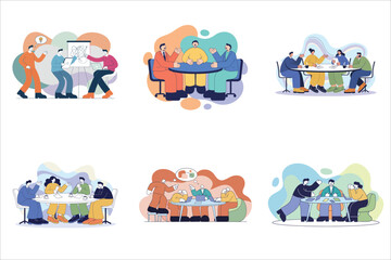 Obraz premium Business people activities set flat illustration 