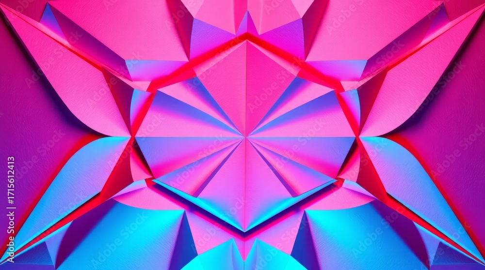 Poster geometric abstraction: an eye-catching kaleidoscope of polygons and a spectrum of vibrant hues, crea