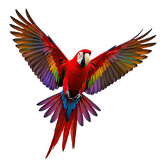 Fototapeta premium Exotic Scarlet Macaw Parrot with Vibrant Red Blue and Yellow Feathers, Generative AI