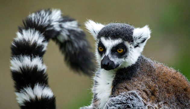 Close-up of a ring-tailed lemur, profile view